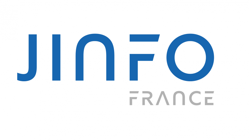 Le nouveau logo de Jinfo a été dévoilé aux équipes de l’entreprise, en novembre 2022, par Olivier Bendit et Pascal Barberat