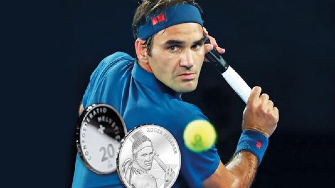 Le revers majestueux de Roger Federer immortalisé sur une pièce de 20 francs suisses. (Photo Swissmint)