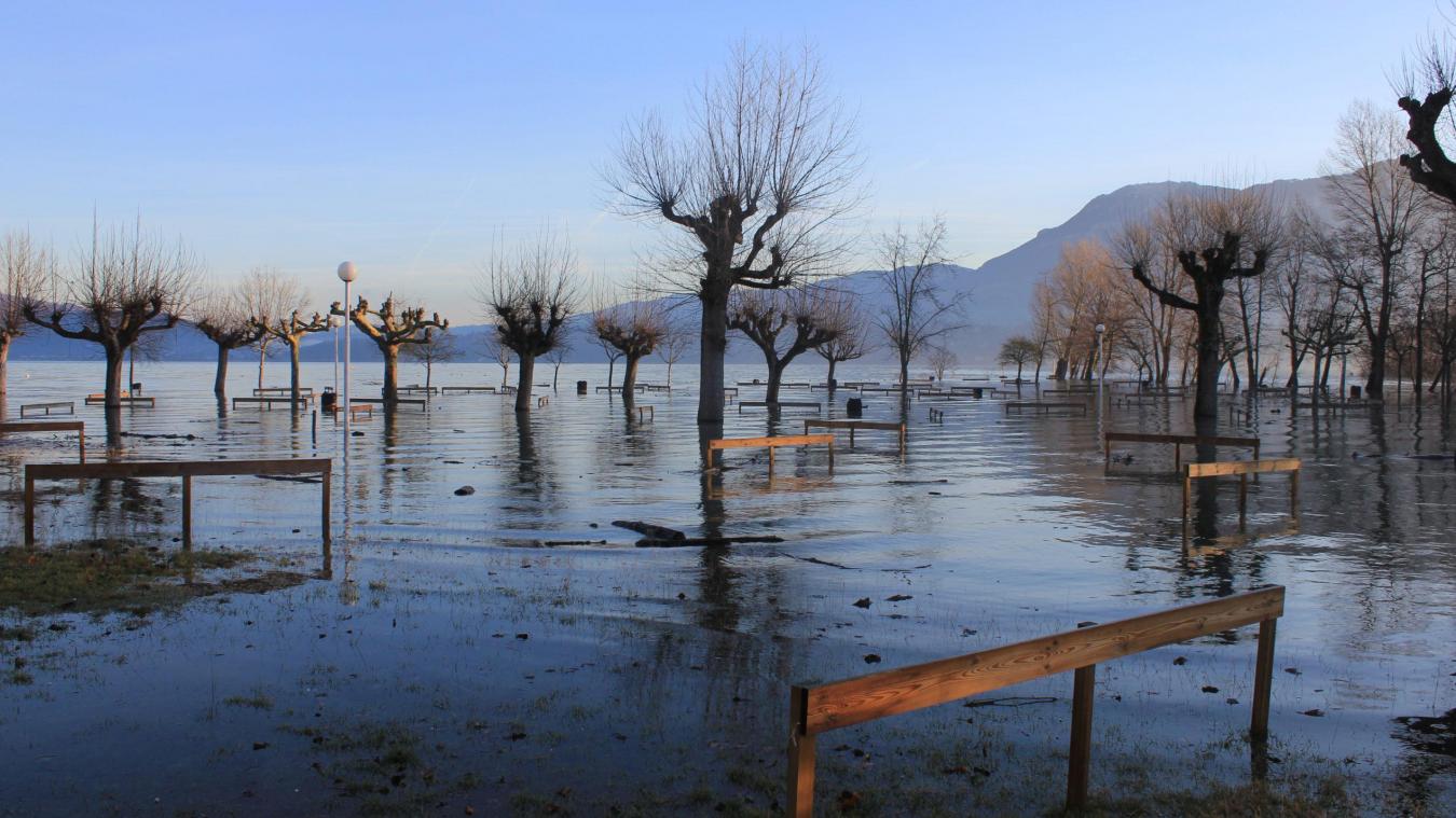Les inondations au Bourget-du-Lac en janvier 2018, suite à la crue du lac.
