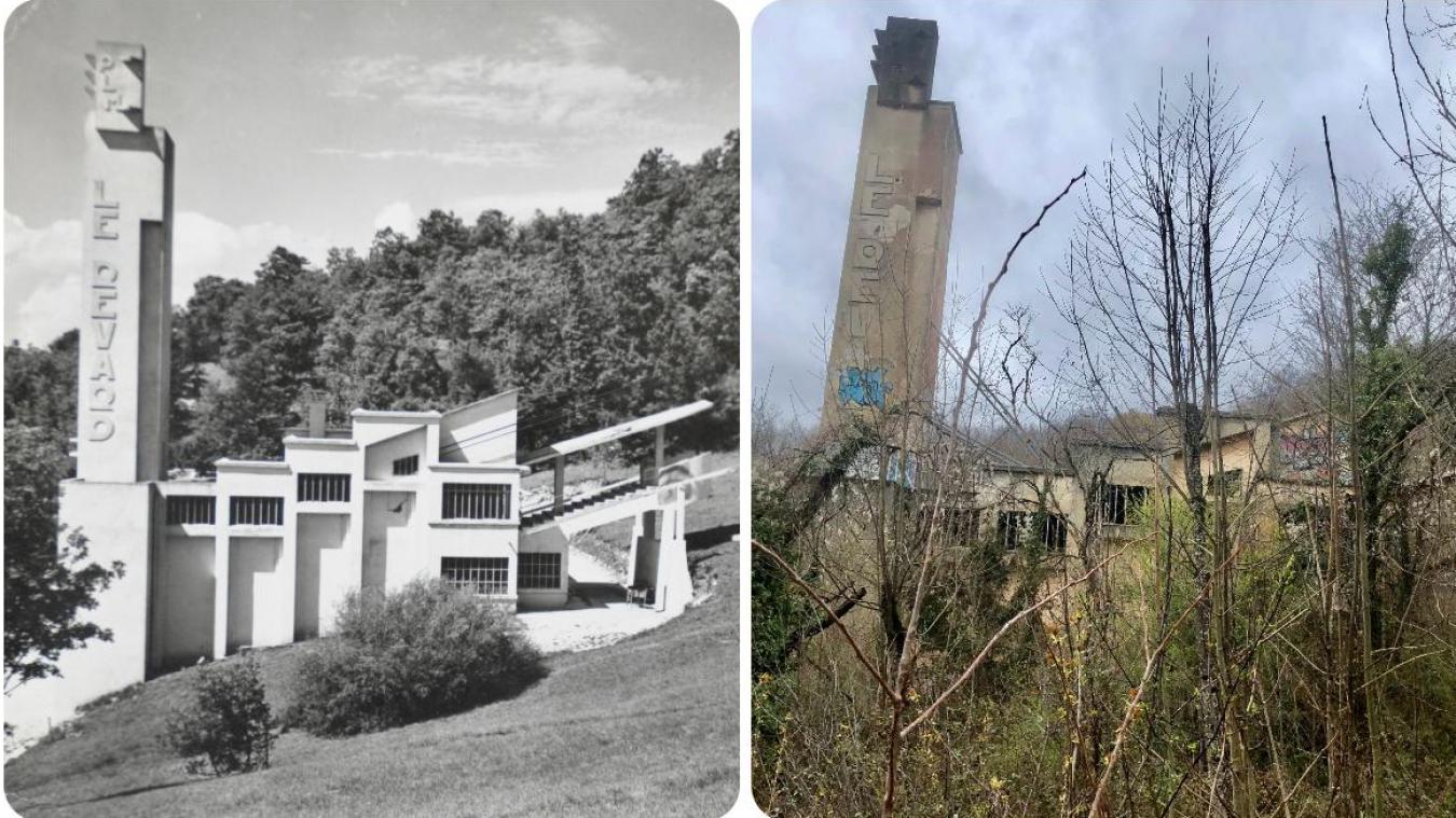 Avant / Après. La gare du téléphérique du Revard en 1936 et 2022.