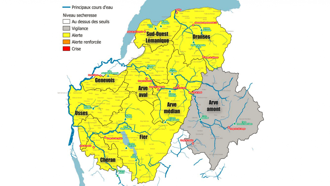 A l’exception de l’Arve amont, l’ensemble de la Haute-Savoie est placée en alerte sécheresse.