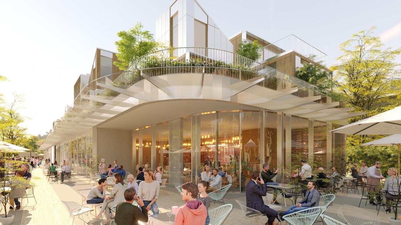 Le projet prévoit des commerces en rez-de-chaussée et dans certains immeubles, des villas trouveront place sur les toits.