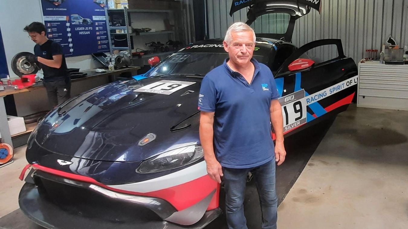 Le président de Racing Spirit of Léman, Patrick Barbier, est ici dans l’atelier situé à Etaux devant l'une des Aston Martin participant, notamment, au championnat GT4 European series.