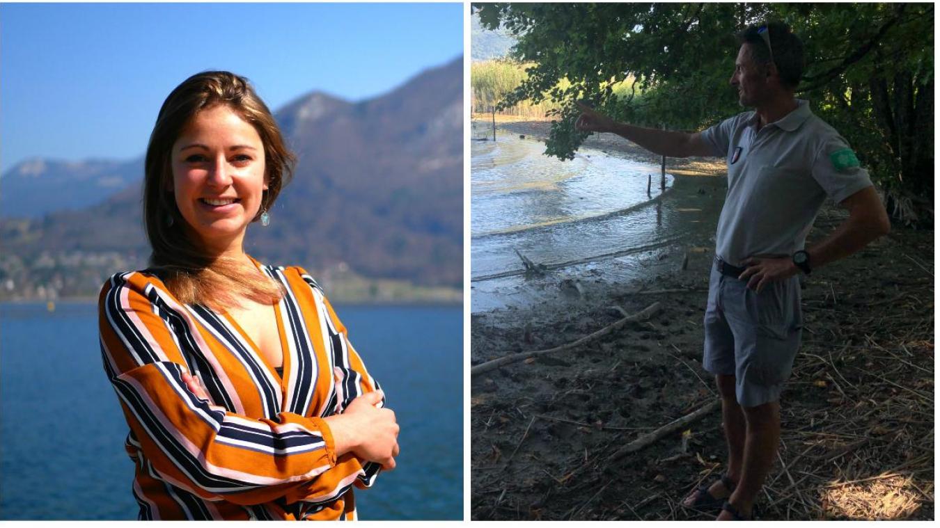 Charlène Cardoso et Rémy Perin alertent sur la situation du lac.