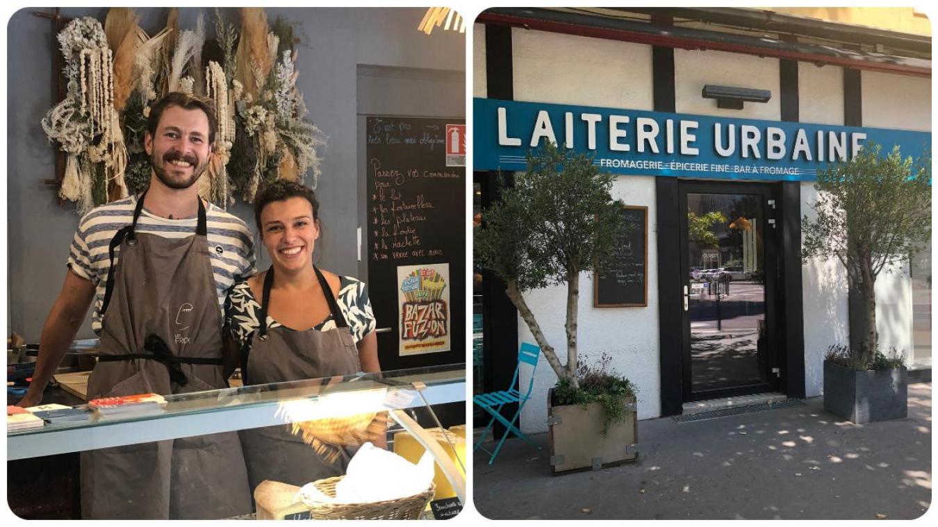 François Marion et Roxanne George tiennent la laiterie urbaine Les Frox, qui a ouvert depuis le mois de mars, au 13 rue de la gare à Annecy.