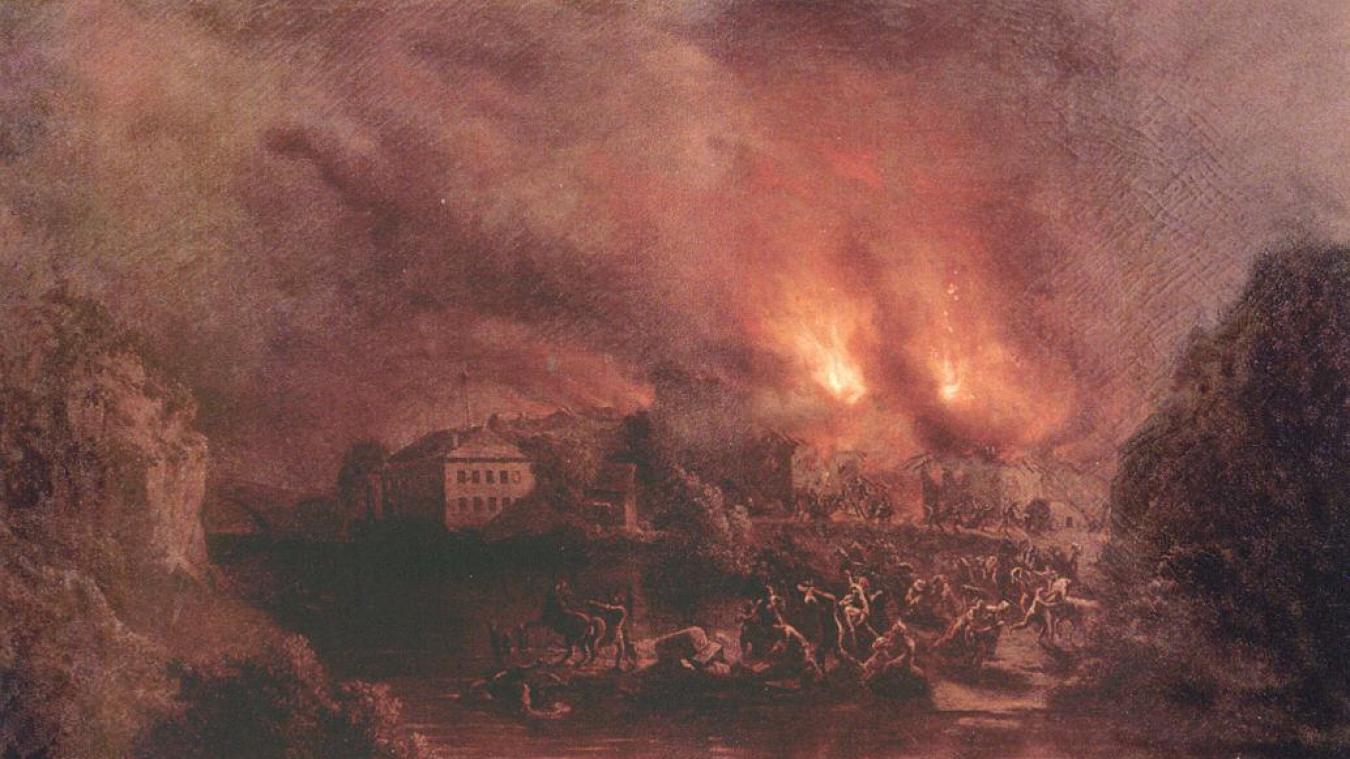 La toile peinte par Claude Hugard, en 1845, intitulée «Incendie de Cluses», est une fidèle reconstitution de la catastrophe, qui s’est déroulée un an auparavant.