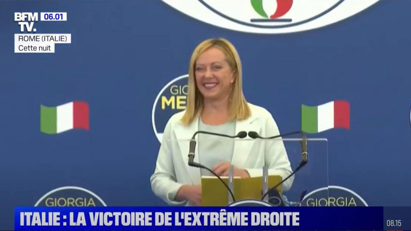 Giorgia Meloni, candidate du parti d’extrême droite Fratelli d’Italia, vient de remporter les législatives en Italie. Elle pourrait devenir la première femme première ministre de ce pays.