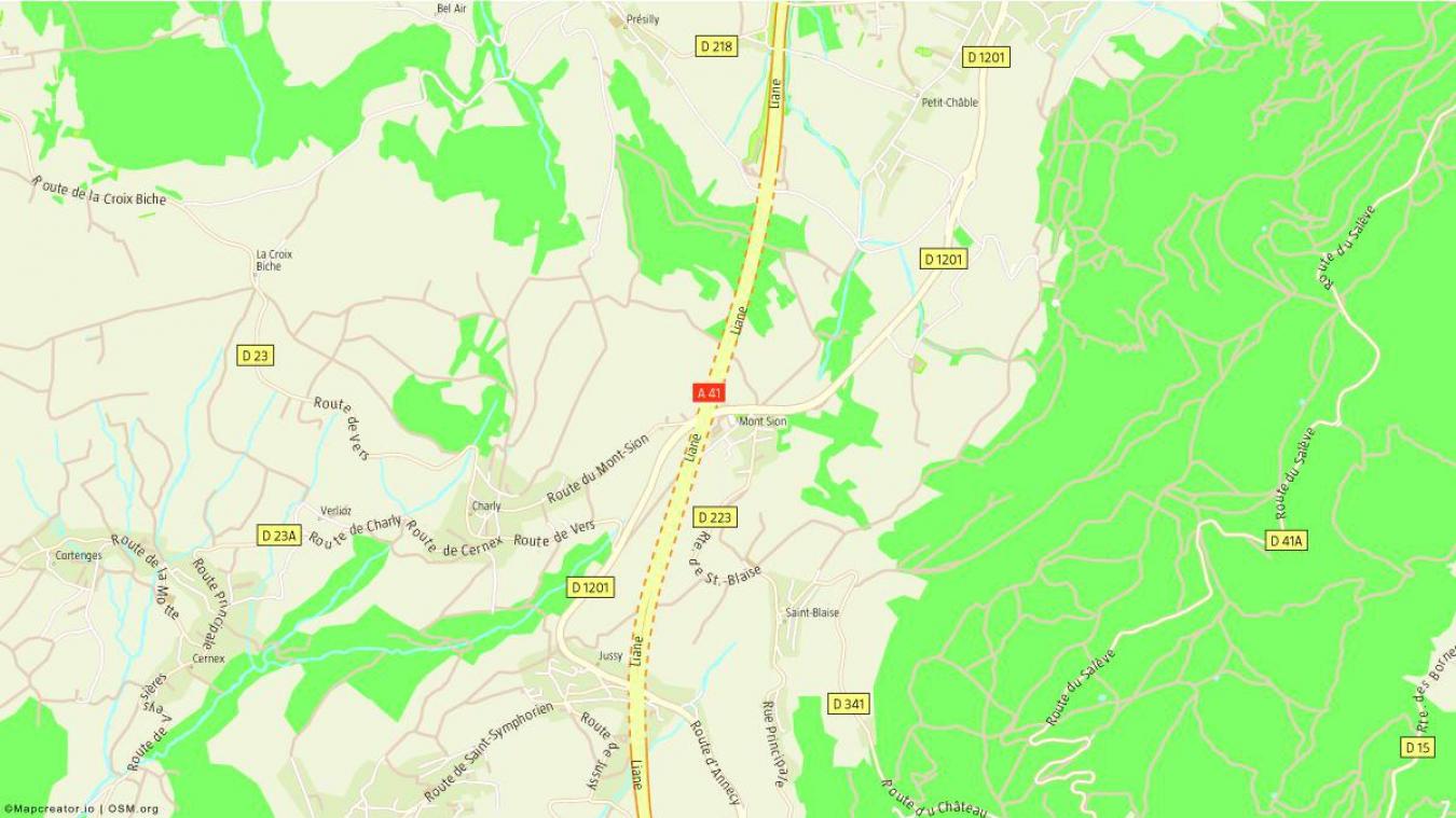 La moto a été interceptée dans la descente du Mont-Sion, en direction de Saint-Julien.