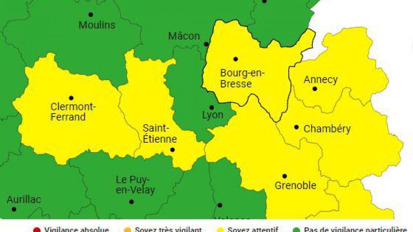 Plusieurs départements sont placés en vigilance jaune neige verglas, dans notre secteur géographique proche. (Capture d’écran : Météo France)