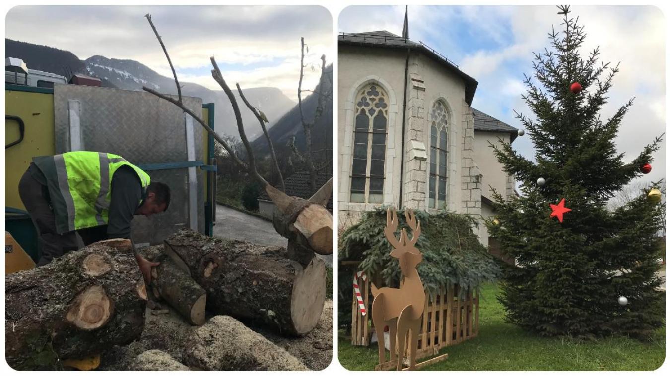 Les employés de la commune de Fillière ont fabriqué eux-même les décorations de Noël.