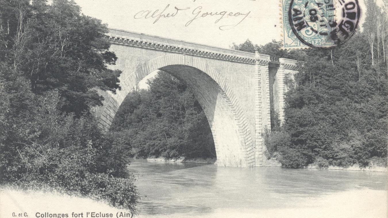 Carte postale qui attribue la construction du pont de Collonges au président Carnot. (Collection Michel Blanc)