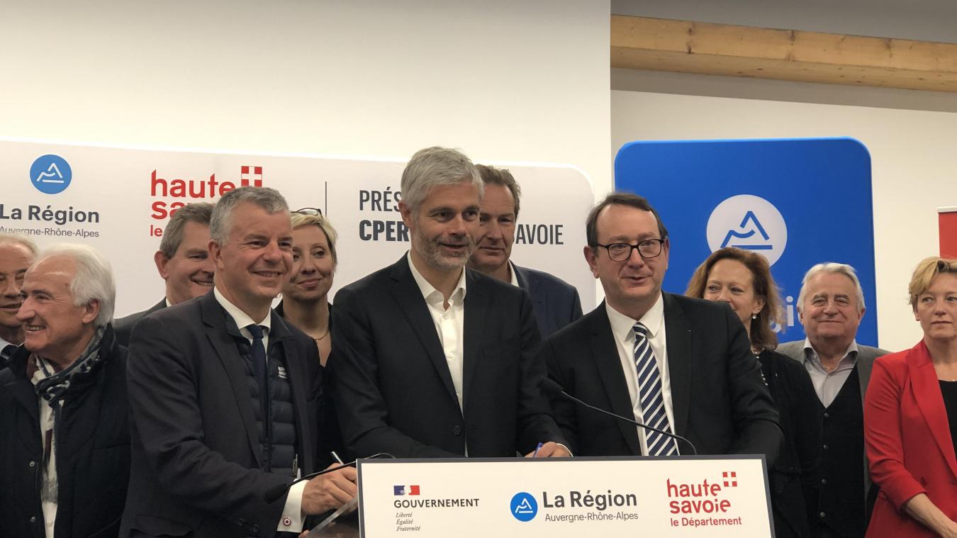 Martial Saddier, Laurent Wauquiez et Yves Le Breton ont signé ce contrat de 257 millions d’euros.