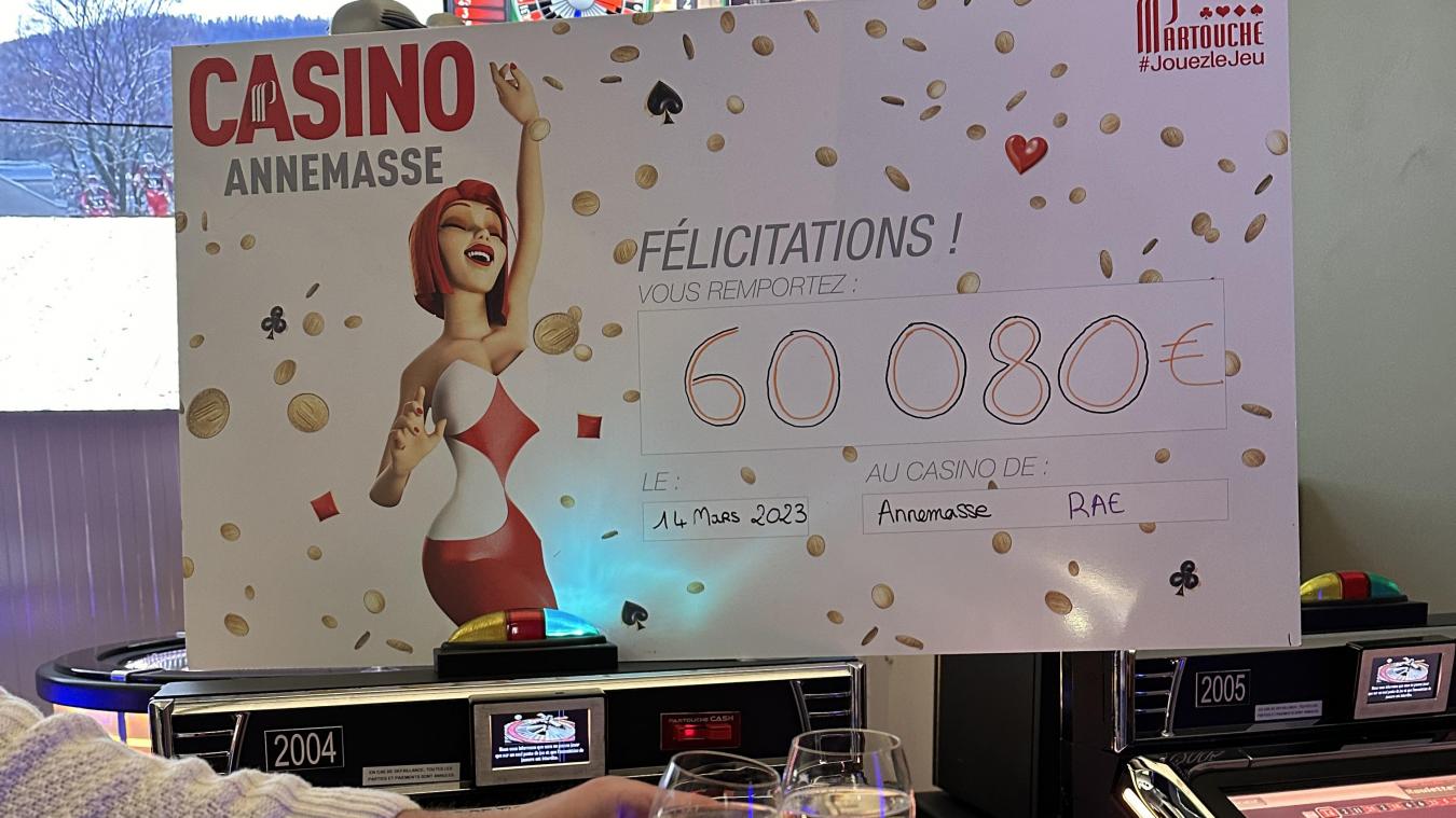 La direction du casino d’Annemasse a remis un beau chèque de 60080 euros à un joueur ce mardi 14 mars 2023.