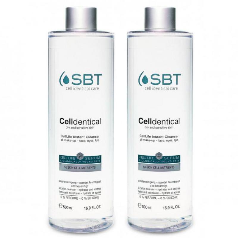Un exemple d’eau micellaire, de la marque SBT et de la gamme Celldentical.