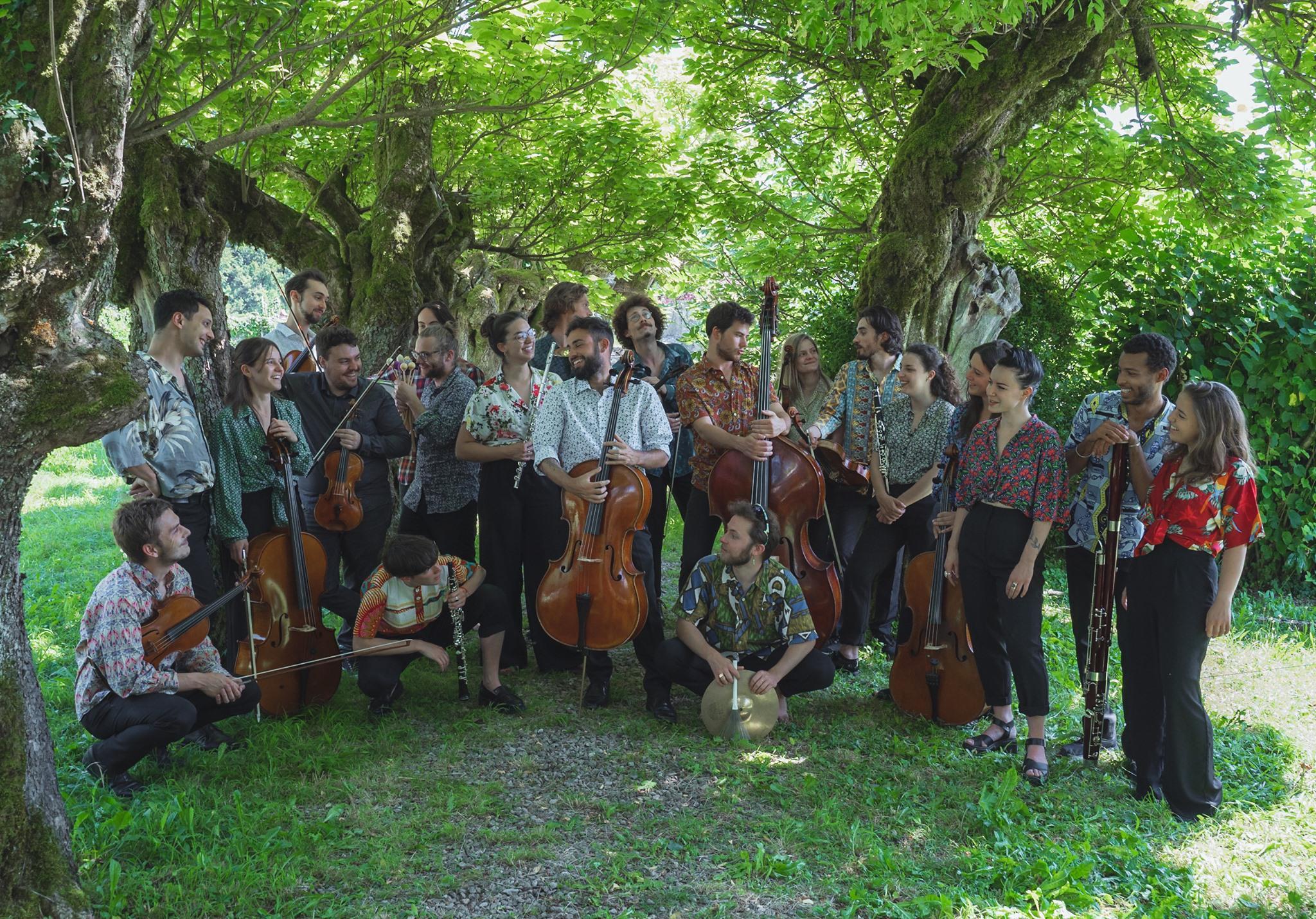 L’équipe du Bestiaire, composée d’une trentaine de jeunes musiciens, lors de l’édition 2021 du festival.