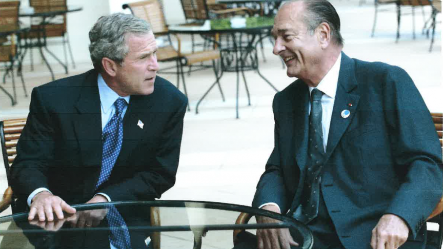 Georges W.Bush et Jacques Chirac sur la terrasse du Royal.