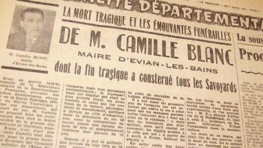 La Une du Messager annonçant la mort de Camille Blanc.
