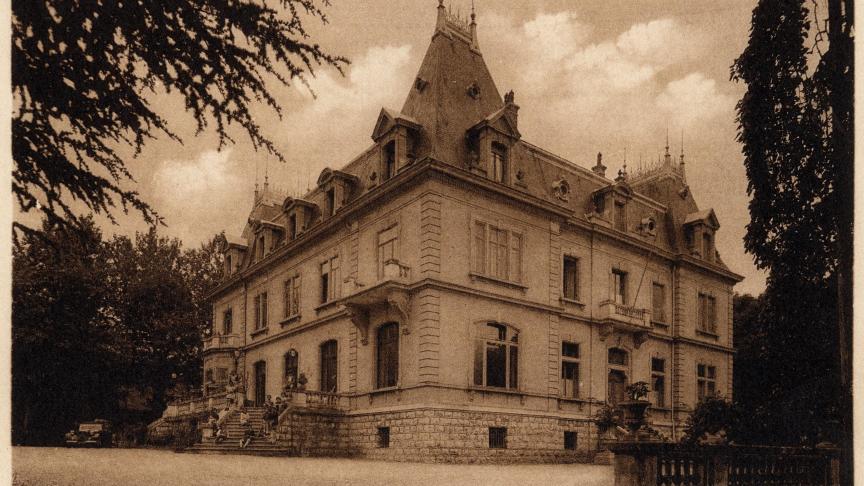 Le château Villa Mary dans les années 1920, construit par le grand architecte genevois Charles-Élysée Goss, l'homme qui a bâti le Grand Théâtre de Genève.