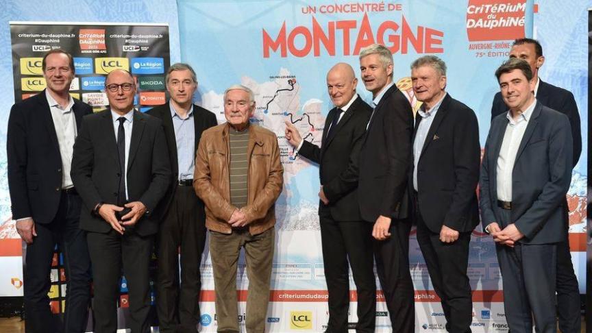 L’annonce du parcours avec Bernard Thévenet, Christian Prudhomme, Laurent Wauquiez et des élus locaux.