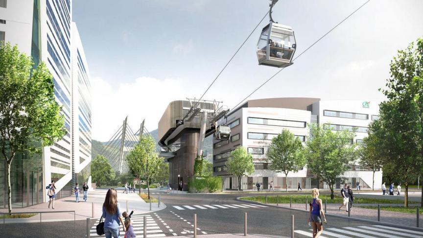 Un projet de câble urbain, ici à Grenoble. Attention les ordres de grandeur ne seront pas les mêmes à Valserhône... ©Groupe-6