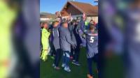 Scène de liesse après la victoire du GFA Ruumilly-Vallières, en huitièmes de finale de la coupe de France mercredi 7 avril. (Image Facebook)