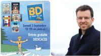Quentin Lefebvre (à droite) se réjouit du retour du Festival BD d’Aix-les-Bains, qui s’était déroulé une première fois sur le lac en 2019.