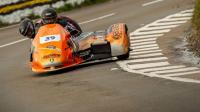 Le sidecar dans lequel se trouvait Olivier Lavorel était sorti au premier tour de la course.Photo Isle of Man TT Races