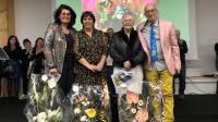 La présidente et le directeur avec leurs successeurs : Virginie Flammier, Valérie Daviet, Dominique Bourgeois et Didier Philippe.