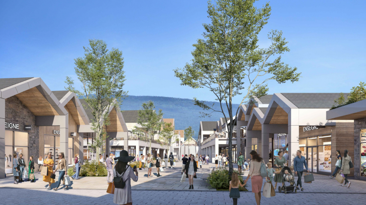 Le village des marques devrait ouvrir ses portes à l’automne 2024. ©Neinver/SEV Architectures